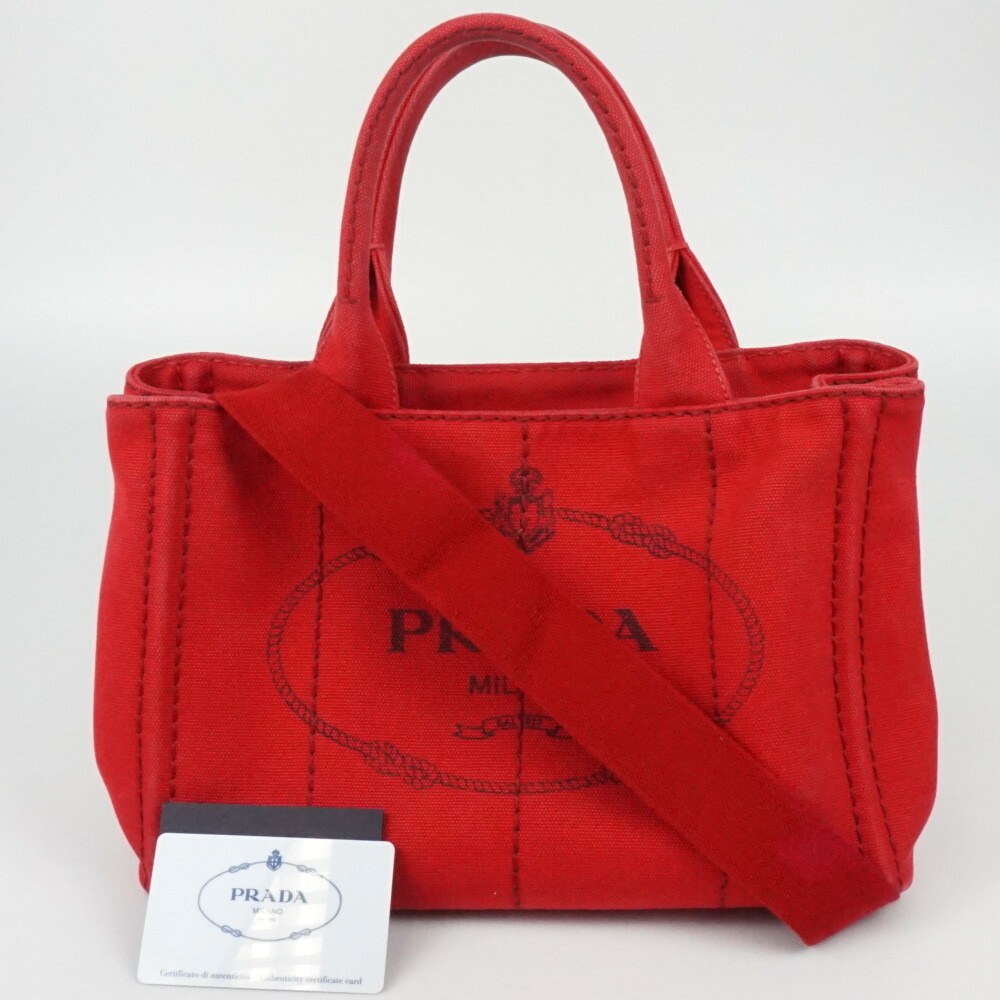 Prada Red Bag tote crossbody Shoulder handbag Canapa Bag Canvas - Picture 9 of 9